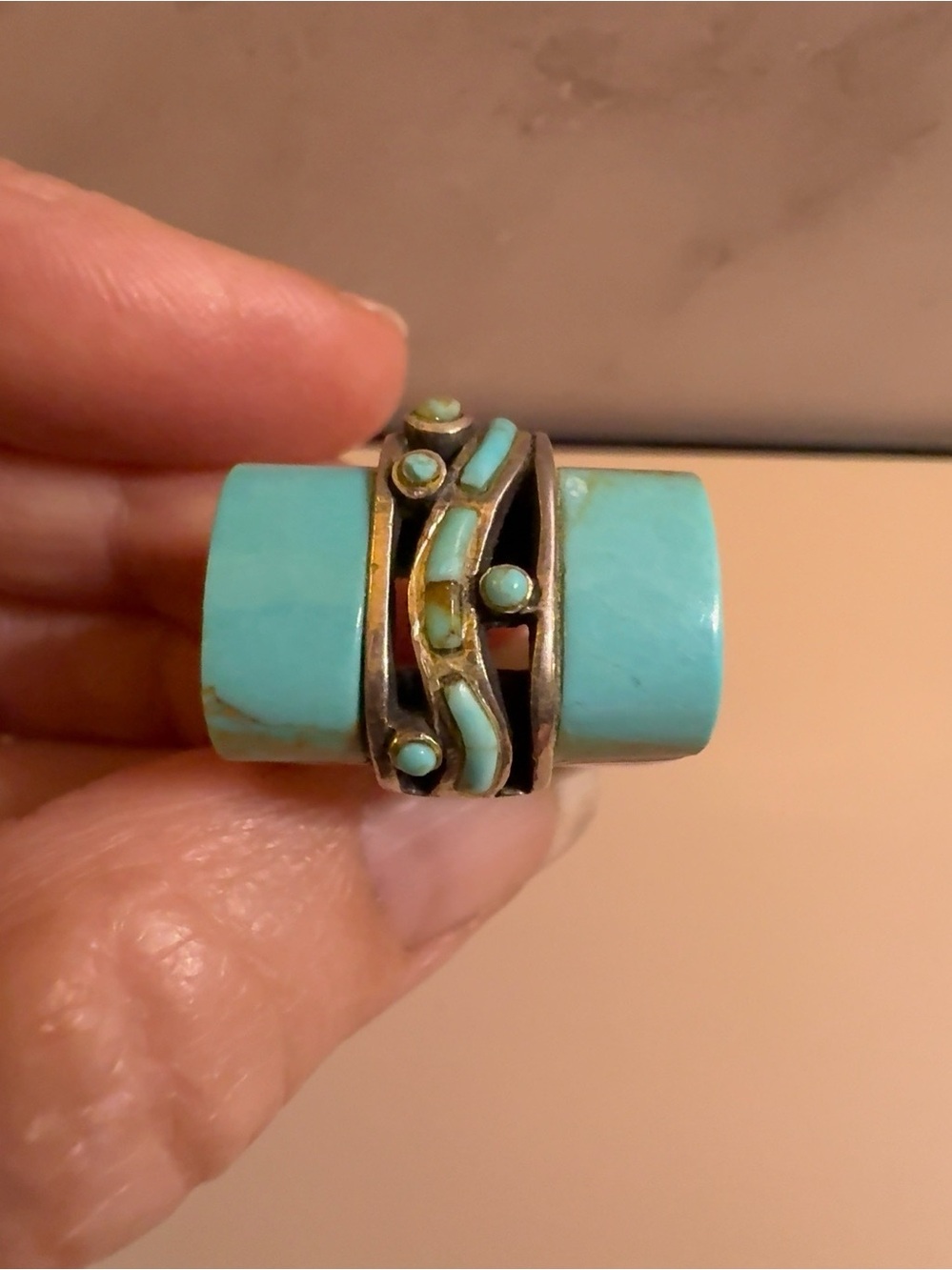 Sterling Silver 925 Turquoise Saddle Ring